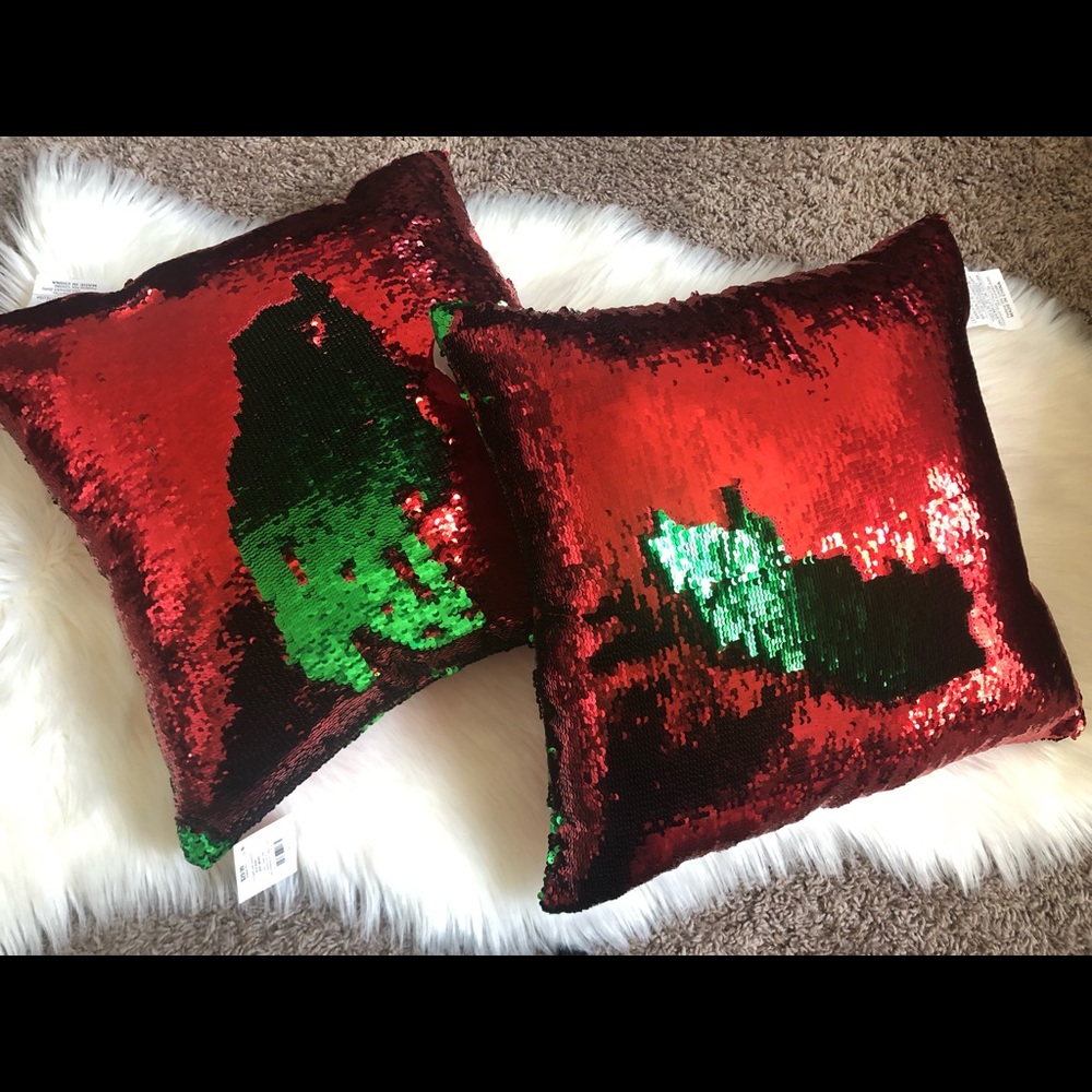 2 Reversible Sequin Throw Pillows
